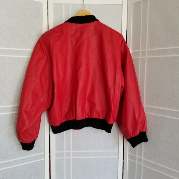Vintage genuine leather  bomber jacket red - Picture 5 of 8